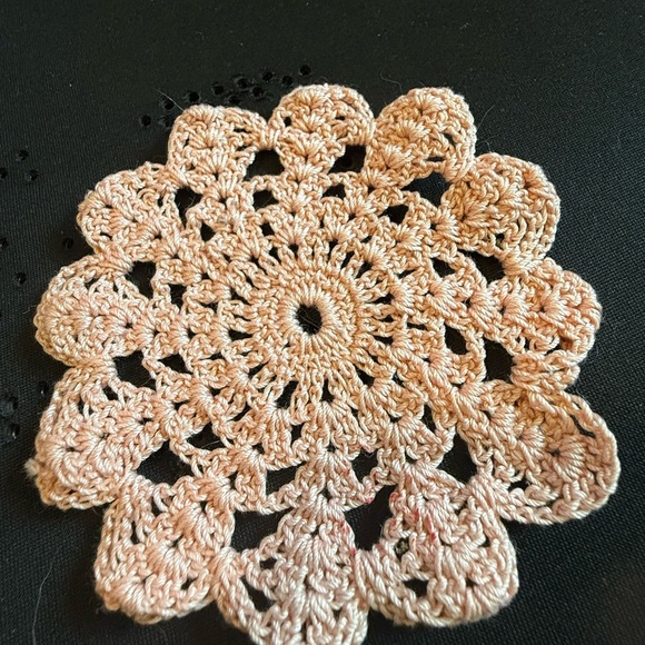 Vintage Handmade Pink Crochet Doily Coasters set of 9 - Picture 1 of 5